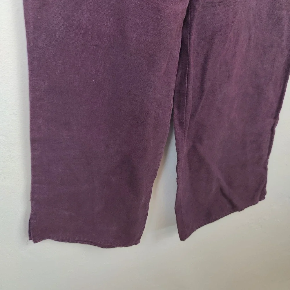 Vintage 90s Banana Republic Womens Pants 2 Purple 100% Linen Wide Leg Lagenlook